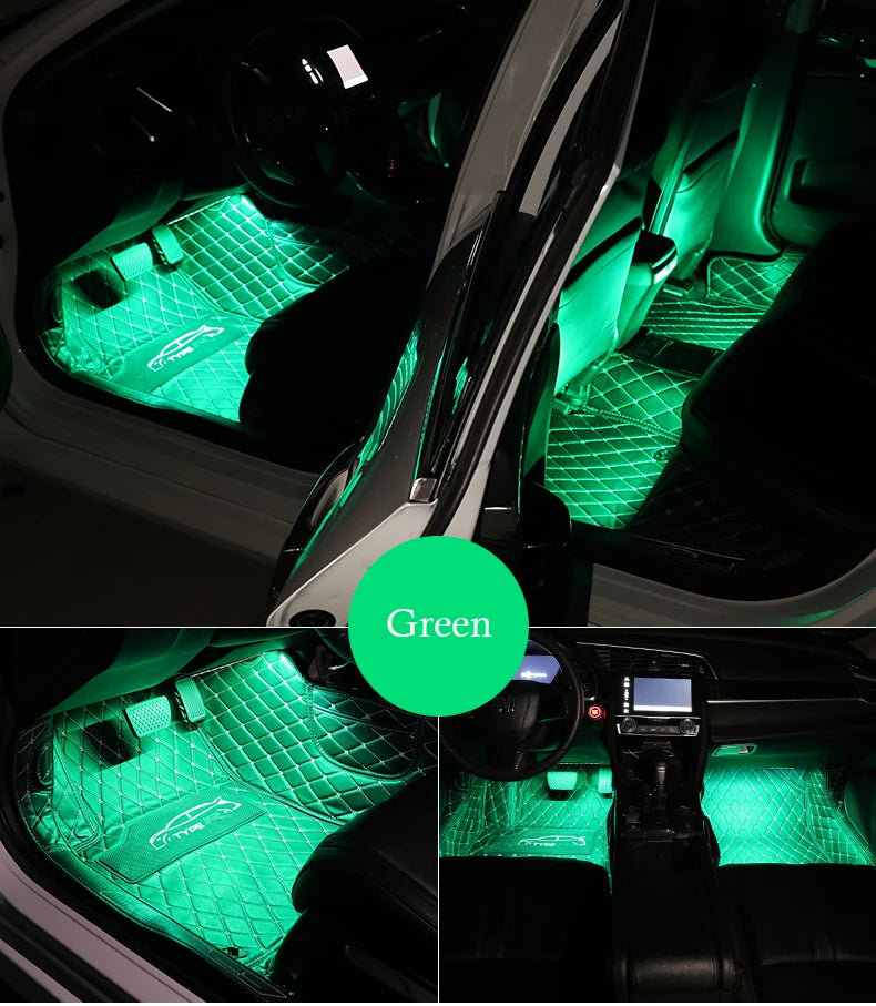 Universal Car Foot Led Atmosphere Light USB Music Voice Control Rhythm Lamp Car Interior  Decoration Car Modification