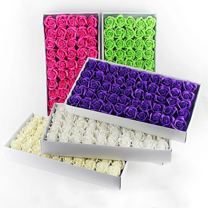 50 Pieces 5 CM Artificial soap flower Wedding Home decoration accessories Diy Festival Candy box Bath flower Scrapbooking Brooch