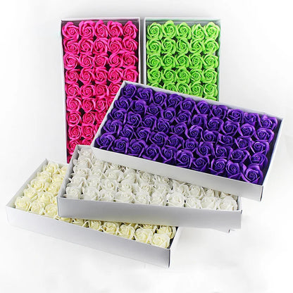 50 Pieces 5 CM Artificial soap flower Wedding Home decoration accessories Diy Festival Candy box Bath flower Scrapbooking Brooch