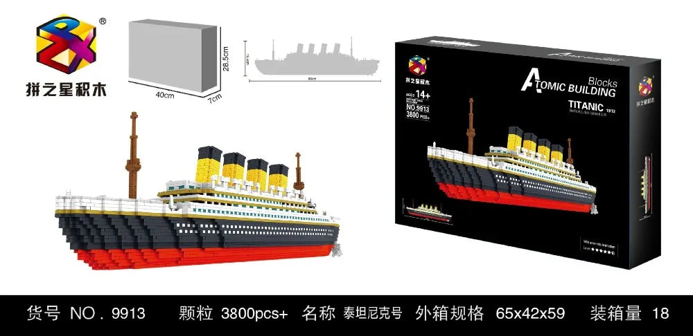 3800 Pcs Diamond Mini Blocks Model Building Bricks Ship Rms Cruise Titanic Sets Kits City Technical