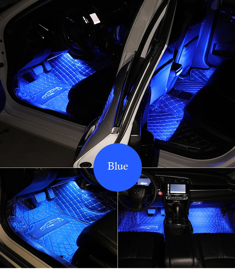 Universal Car Foot Led Atmosphere Light USB Music Voice Control Rhythm Lamp Car Interior  Decoration Car Modification