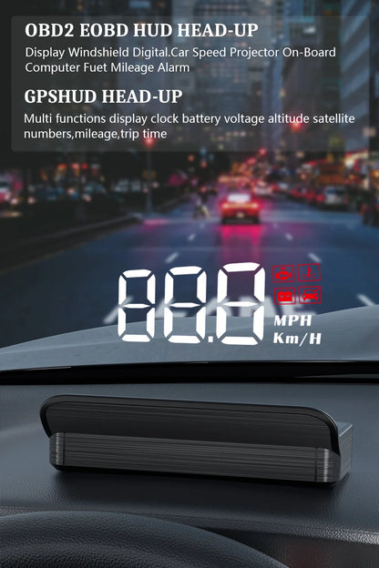 WiiYii M3 HUD Affichage tête haute OBD2 Ordinateur de bord Projecteur de vitesse OBD2 Auto Ordinateur de bord Alarme de kilométrage de carburant Accessoires de voiture