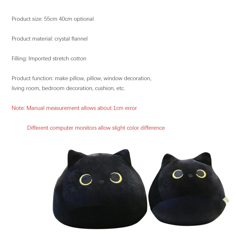 Black Cat Plush Toy Soft Kawaii Plushie Anime Pillows Lovely Cartoon Animal Stuffed Doll Girls Valentine Day Gifts Ornaments