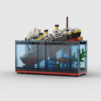 RMS Cruise Sank Titanic Break In Half With Case Model Sets Ship Building Blocks MOC Shipwreck Boat Construction Kid Toys Gifts