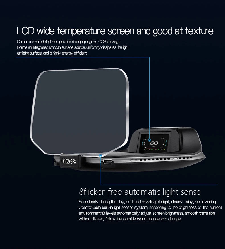 C3 Navigation Mirror  HUD Car Head up Display with OBD2 HD GPS Navigation Bluetooth Windshield Speed Projector Security Alarm