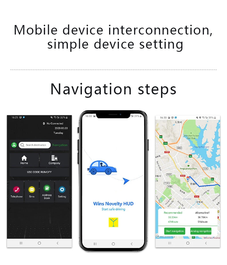 Adapt model3&Y heads-up display speed time power gear synchronization hd projection dashboard