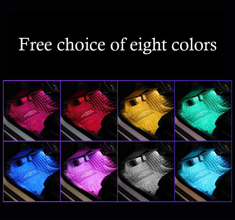 Universal Car Foot Led Atmosphere Light USB Music Voice Control Rhythm Lamp Car Interior  Decoration Car Modification