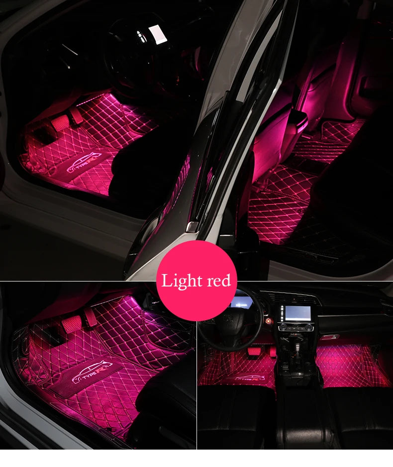Universal Car Foot Led Atmosphere Light USB Music Voice Control Rhythm Lamp Car Interior  Decoration Car Modification