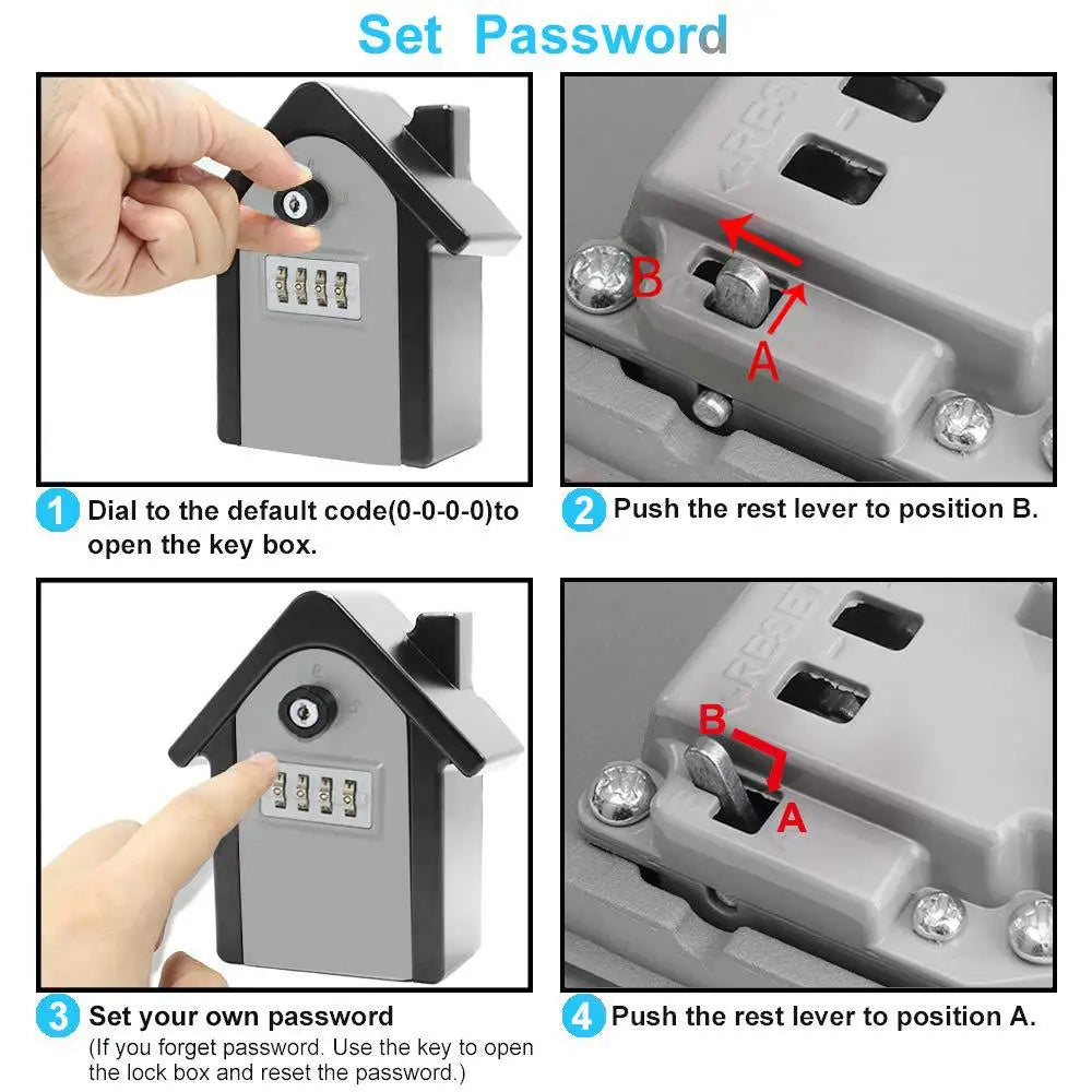 4-digit Combination Code Key Unlock Anti-theft Storage Box Wall-mounted Large Key Safe