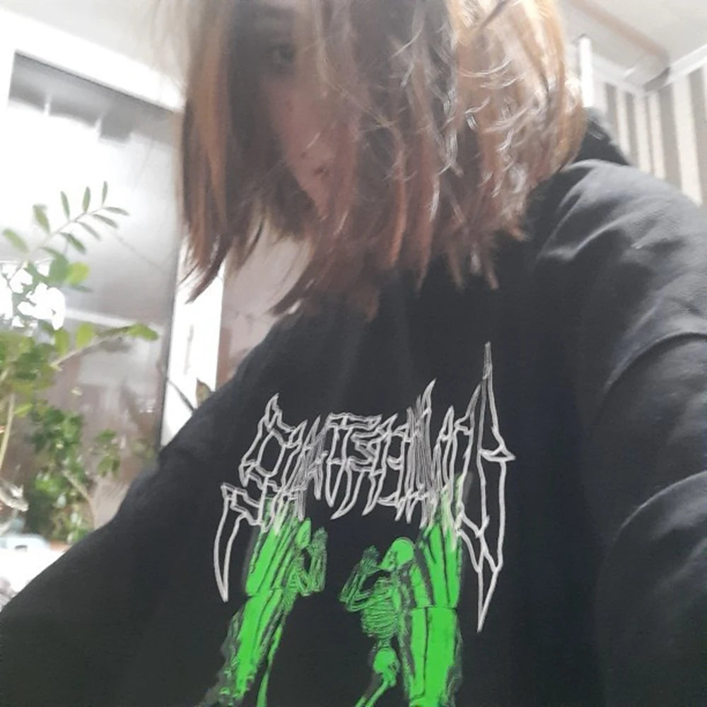 2021 New Hooded Sweatshirt Men's and Women's Casual Sweatshirt Gothic Skull Harajuku Butterfly Couple Hoodie