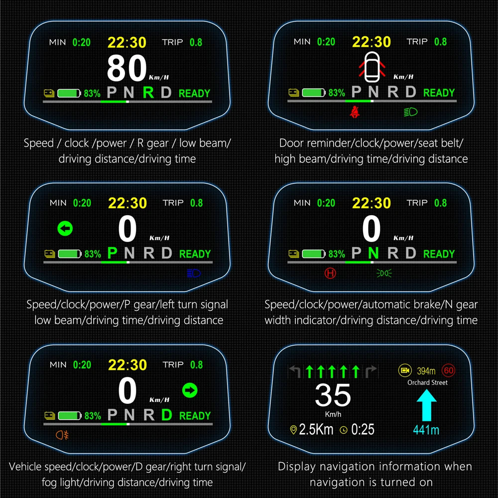 Adapt model3&Y heads-up display speed time power gear synchronization hd projection dashboard
