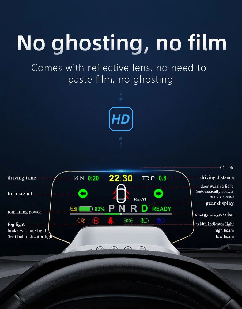 Adapt model3&Y heads-up display speed time power gear synchronization hd projection dashboard