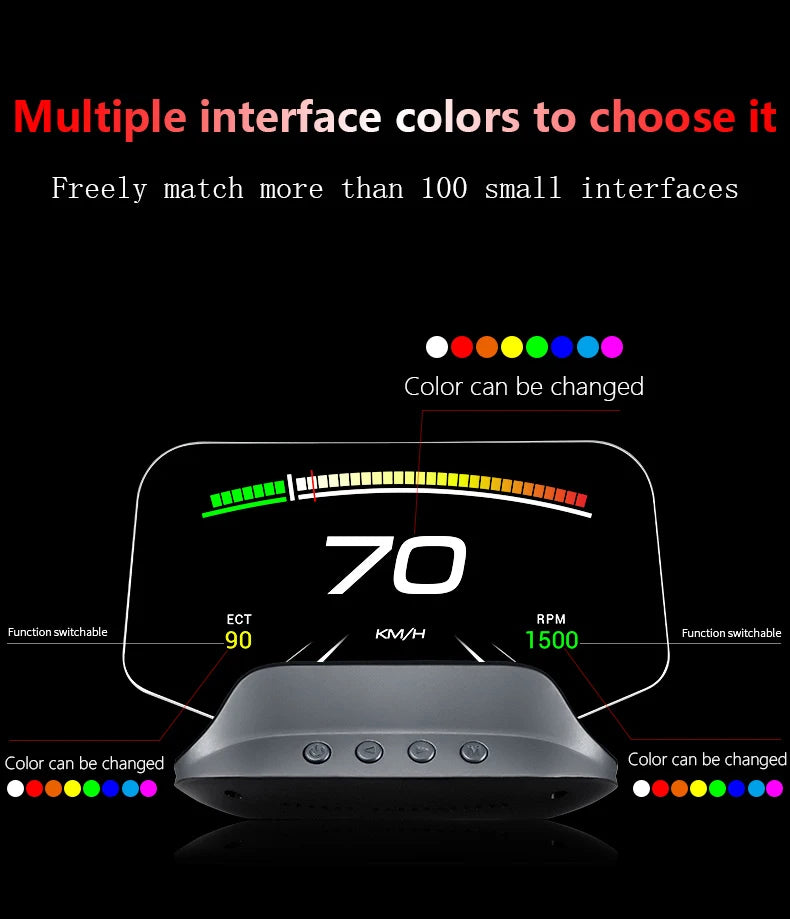 C3 Navigation Mirror  HUD Car Head up Display with OBD2 HD GPS Navigation Bluetooth Windshield Speed Projector Security Alarm