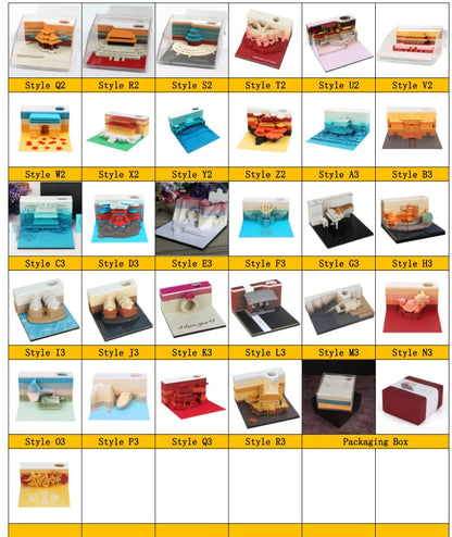 Omoshiroi Block 2024 Calendar 3D Memo Pad Magic Castle Mini Notepad Cubes Design Offices Paper Note Block Birthday Original Gift