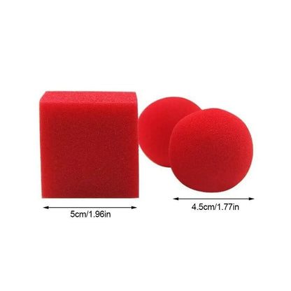 Juego de trucos de magia con bolas rojas y esponjas cuadradas, divertidos artilugios para escenarios callejeros, trucos de magia de cerca, mago E3157