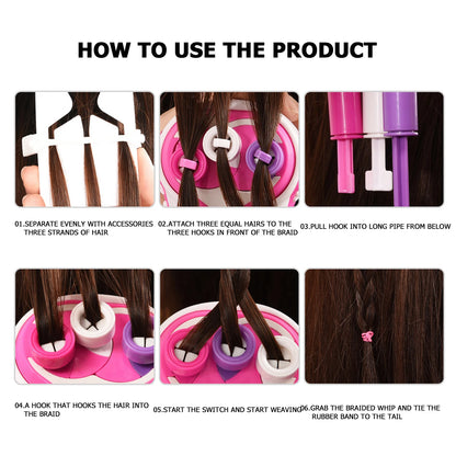 Trenzadora de cabello automática, máquina eléctrica para tejer cabello, bricolaje, rollo de tejido torcido, herramientas de peinado para trenzas torcidas, regalo para niña