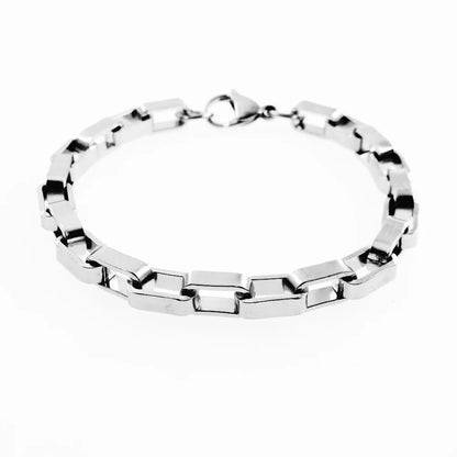 5mm 6mm Width Box Chain Men's Big Bracelet Fashion Jewelry