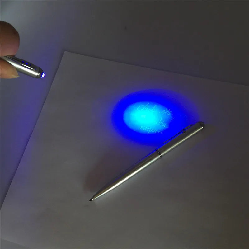 50pcs Office Supplies Material Escolar School Supplies Invisible Ink Pen With Uv Light Magic Secret Spy Ballpoint Wholesale