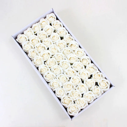 50 Pieces 5 CM Artificial soap flower Wedding Home decoration accessories Diy Festival Candy box Bath flower Scrapbooking Brooch