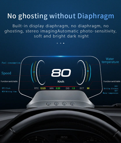 C3 Navigation Mirror  HUD Car Head up Display with OBD2 HD GPS Navigation Bluetooth Windshield Speed Projector Security Alarm