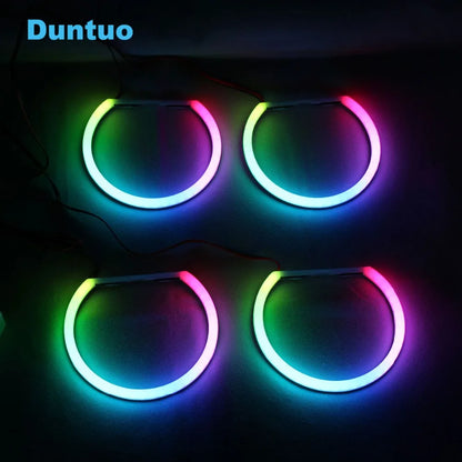 RGBW Angel Eyes Revolving Dynamic Cotton LED Sequential Flowing Bluetooth Wireless Control For 3 5 7 Series BMW E36 E38 E39 E46