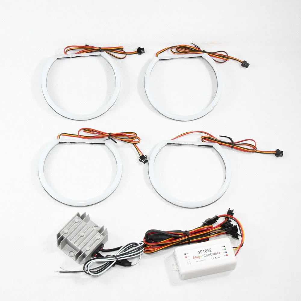 RGBW Angel Eyes Revolving Dynamic Cotton LED Sequential Flowing Bluetooth Wireless Control For 3 5 7 Series BMW E36 E38 E39 E46