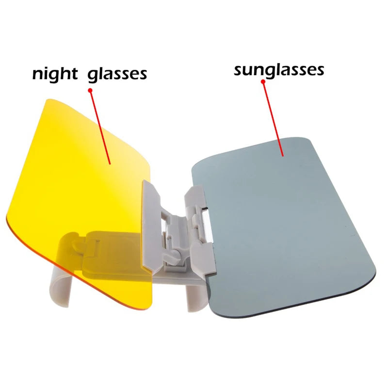 Parasol para coche YASOKRO, antideslumbrante, para día y noche, 2 en 1, antideslumbrante, para conducción, plegable, con espejo y ranura para tarjeta, visera transparente