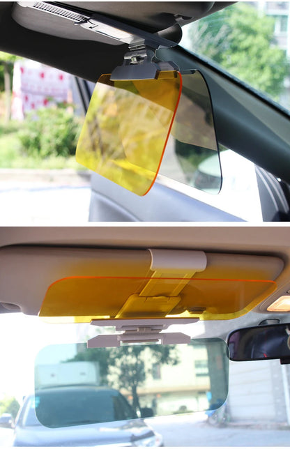 Parasol para coche YASOKRO, antideslumbrante, para día y noche, 2 en 1, antideslumbrante, para conducción, plegable, con espejo y ranura para tarjeta, visera transparente