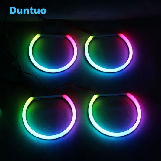 RGBW Angel Eyes Revolving Dynamic Cotton LED Sequential Flowing Bluetooth Wireless Control For 3 5 7 Series BMW E36 E38 E39 E46