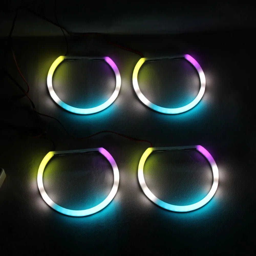 RGBW Angel Eyes Revolving Dynamic Cotton LED Sequential Flowing Bluetooth Wireless Control For 3 5 7 Series BMW E36 E38 E39 E46