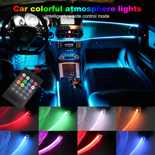 Ambient Light Car RGB Atmosphere Lights 8 Colors DIY LED Strip For Car Motorcycle Interior Decoration Light Optical Fiber Band
