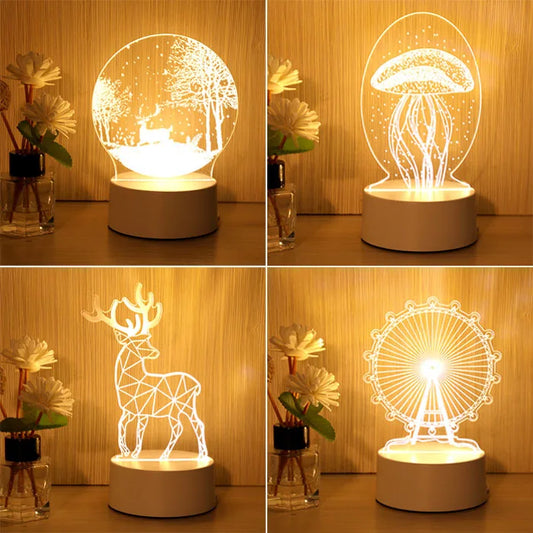 3D Cute Kids DIY Lamp LED Night Light Valentines Day Gift Wedding Decoration Baby Shower Kids Birthday Party Rabbit Easter Decor