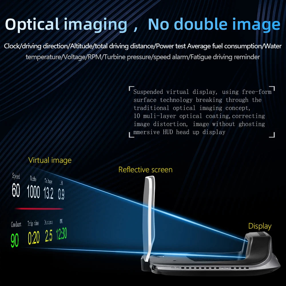 C3 Navigation Mirror  HUD Car Head up Display with OBD2 HD GPS Navigation Bluetooth Windshield Speed Projector Security Alarm