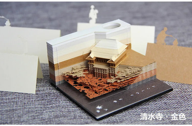 Omoshiroi Block  3D Memo Pad Arch Pavilion Notepad Led Diy Craft Office Accessories Wedding Bridesmaid Gift Message Note Paper