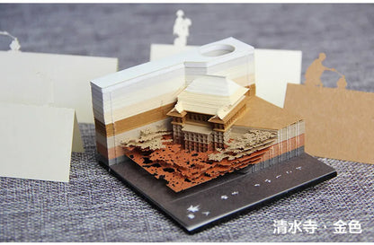 Omoshiroi Block  3D Memo Pad Arch Pavilion Notepad Led Diy Craft Office Accessories Wedding Bridesmaid Gift Message Note Paper