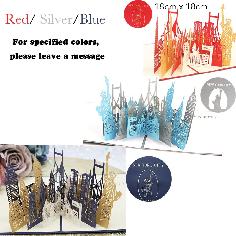 3D Pop UP Invitations Card 3D Paper World Attractions Birthday Greeting Cards 3D Tourist Postcard Save The Date Boy Gift Card