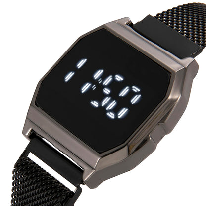 Simple Square LED Watch for Men Women Luxury Gold Men's Digital Watch Metal Mesh Strap Fashion Mens Electronic Watch Male Clock