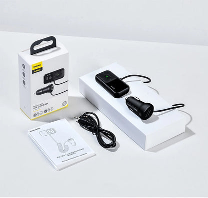 Transmisor modulador FM Baseus con Bluetooth 5.0, radio FM, cargador USB de 3,1 A, kit manos libres para coche, transmisor FM de audio auxiliar inalámbrico