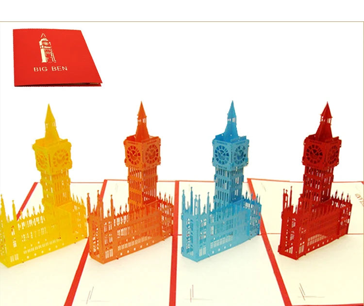 3D Pop UP Invitations Card 3D Paper World Attractions Birthday Greeting Cards 3D Tourist Postcard Save The Date Boy Gift Card
