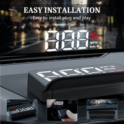 WiiYii M3 HUD Affichage tête haute OBD2 Ordinateur de bord Projecteur de vitesse OBD2 Auto Ordinateur de bord Alarme de kilométrage de carburant Accessoires de voiture
