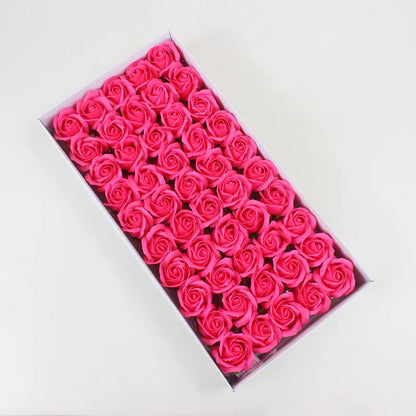 50 Pieces 5 CM Artificial soap flower Wedding Home decoration accessories Diy Festival Candy box Bath flower Scrapbooking Brooch
