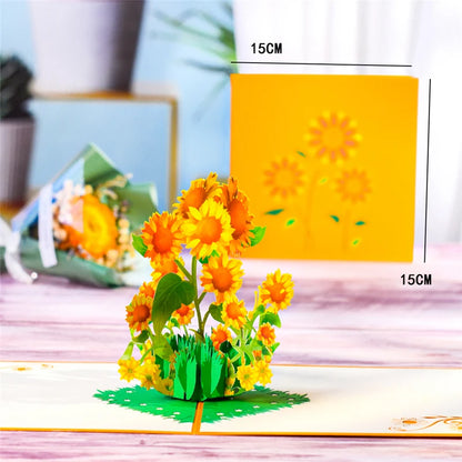 Tarjeta de felicitación emergente con flores en 3D para cumpleaños, día de la madre, día del padre, graduación, aniversario de bodas, mejórate pronto, simpatía