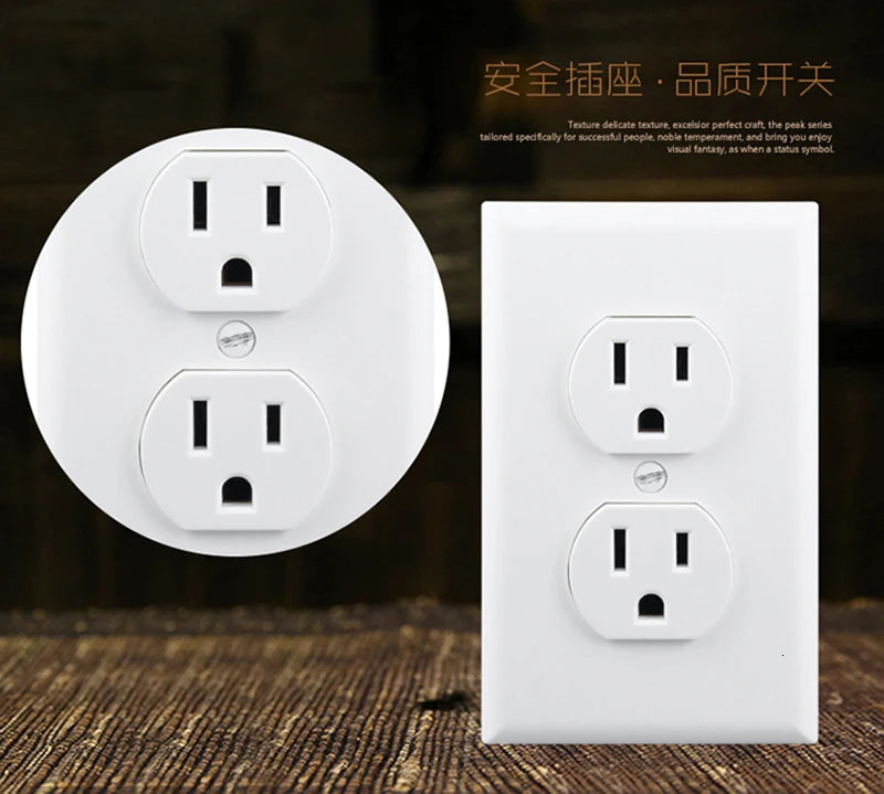 15 A/20 A 110 V-250 V Estados Unidos 1 2 enchufes Autenticación UL Toma estándar de EE. UU. Toma de corriente de América del Norte Interruptor de pared