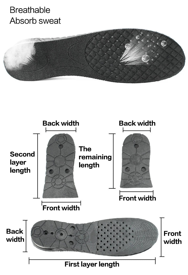 6cm Adjustable insole Unisex Quality Insoles Insert Higher Shoe Pad Memory Foam Lifts Inserts Free Size Cushion for Men Women