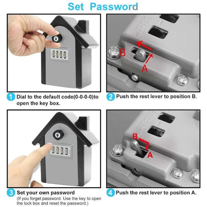 4-digit Combination Code Key Unlock Anti-theft Storage Box Wall-mounted Large Key Safe