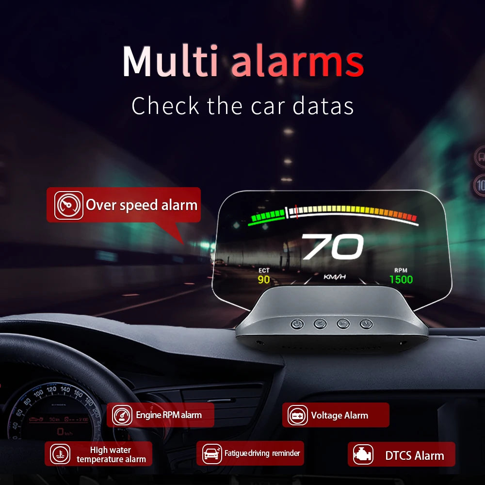 C3 Navigation Mirror  HUD Car Head up Display with OBD2 HD GPS Navigation Bluetooth Windshield Speed Projector Security Alarm