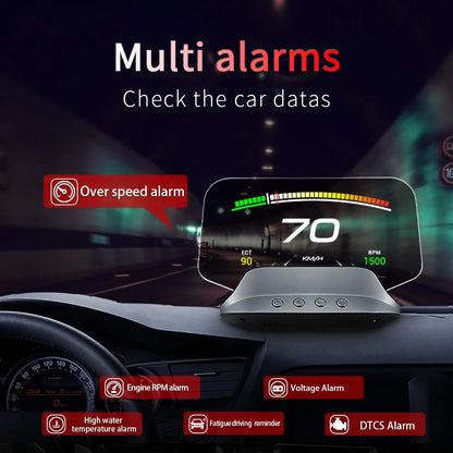 C3 Navigation Mirror  HUD Car Head up Display with OBD2 HD GPS Navigation Bluetooth Windshield Speed Projector Security Alarm