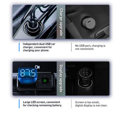 Transmisor modulador FM Baseus con Bluetooth 5.0, radio FM, cargador USB de 3,1 A, kit manos libres para coche, transmisor FM de audio auxiliar inalámbrico