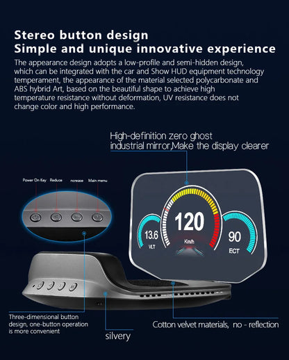 C3 Navigation Mirror  HUD Car Head up Display with OBD2 HD GPS Navigation Bluetooth Windshield Speed Projector Security Alarm