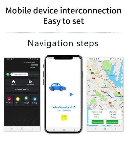 C3 Navigation Mirror  HUD Car Head up Display with OBD2 HD GPS Navigation Bluetooth Windshield Speed Projector Security Alarm